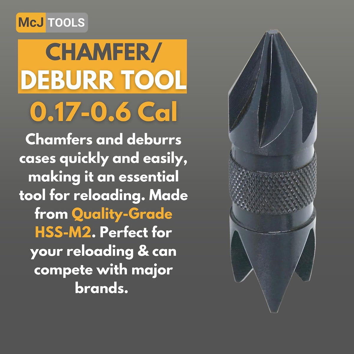 McJ Tools Reloading Chamfer Deburr Hand Tool 0.17-0.6cal