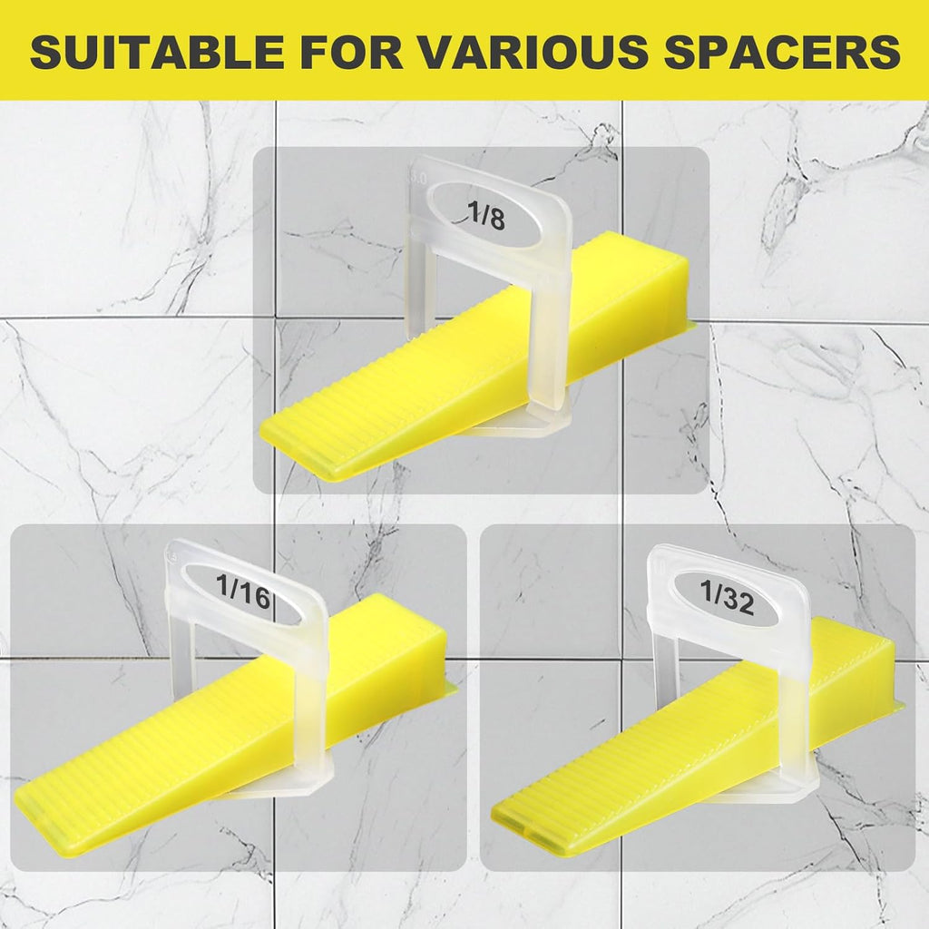 200PCS Tile Leveling System Tile Wedges for 1/8", 1/16", 1/32" Spacers