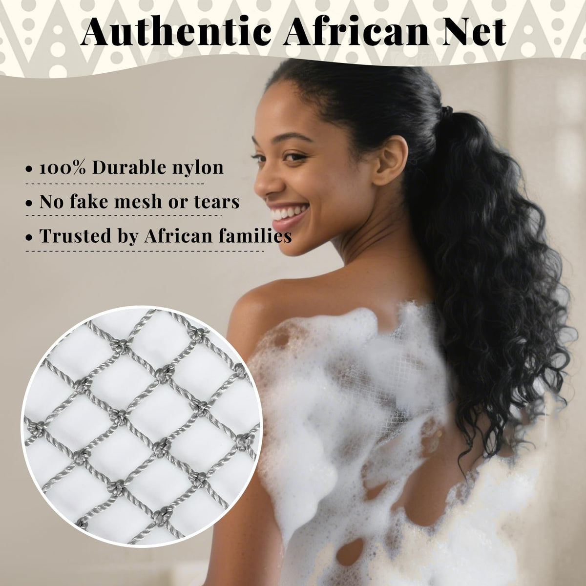 African Net Sponge Authentic-4 Packs African Exfoliating Net Sponge,Bath Sponges for Shower,42 inch Long for Normal