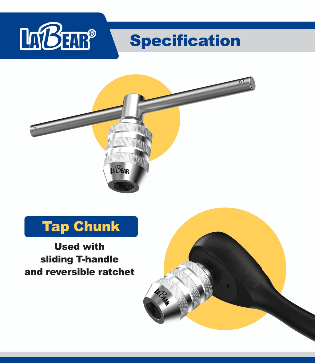 LABEAR 1/4-Inch Drive Adjustable Tap Chuck Socket Adapter, M5-M12