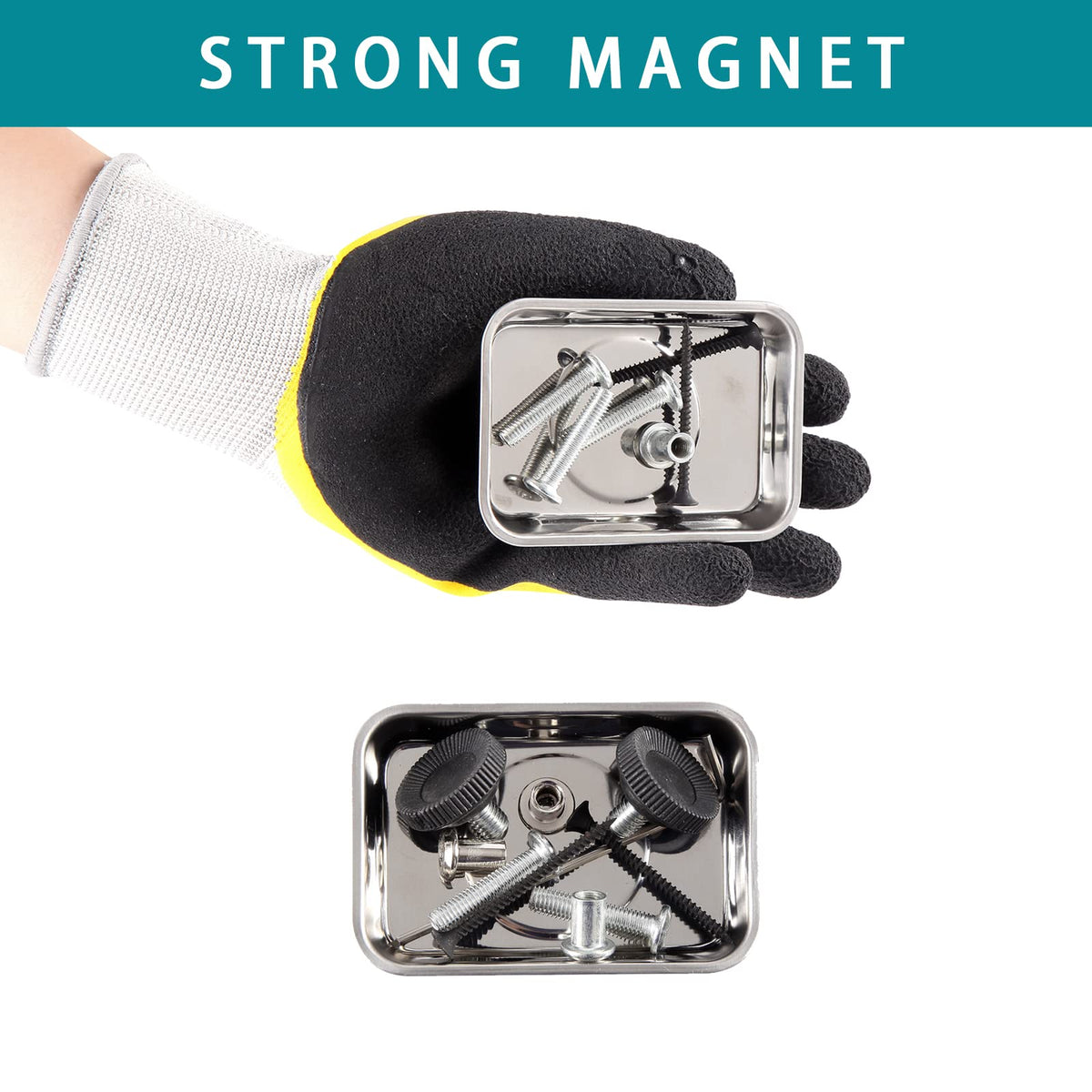 8 Pieces Rectangle Magnetic Trays Set Stainless Steel Magnet Tool Tray Parts Holder for Screws, Sockets, Bolts, Pins