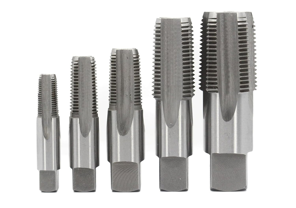 Drill America - DWTPT1/8-1SET 6 Piece NPT Pipe Tap, Carbon Steel, DWTPT Series Set, 1/8", 1/4", 3/8", 1/2", 3/4" and 1" in Wooden Case