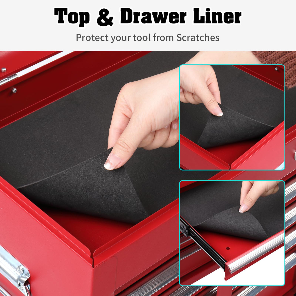 24" Metal Portable Tool Box with 5 Drawers, Lockable, Red