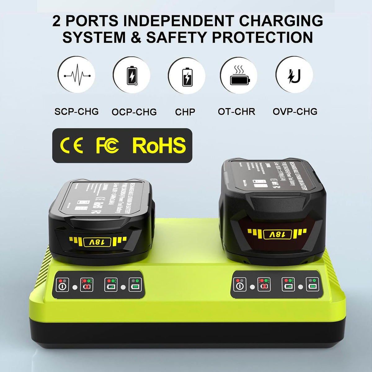 Powilling P117 Replacement for Ryobi 18V Battery Charger P101 P102 P109