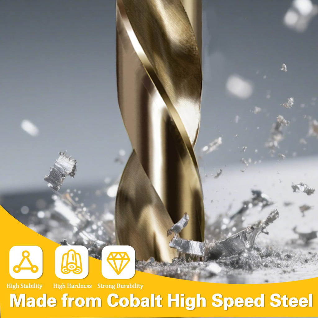 BECOLLO 1" Cobalt Drill Bit, 1/2" Reduced Shank with 3-Flats,Suitable for Drilling in Hard Metal, Stainless Steel, Cast Iron