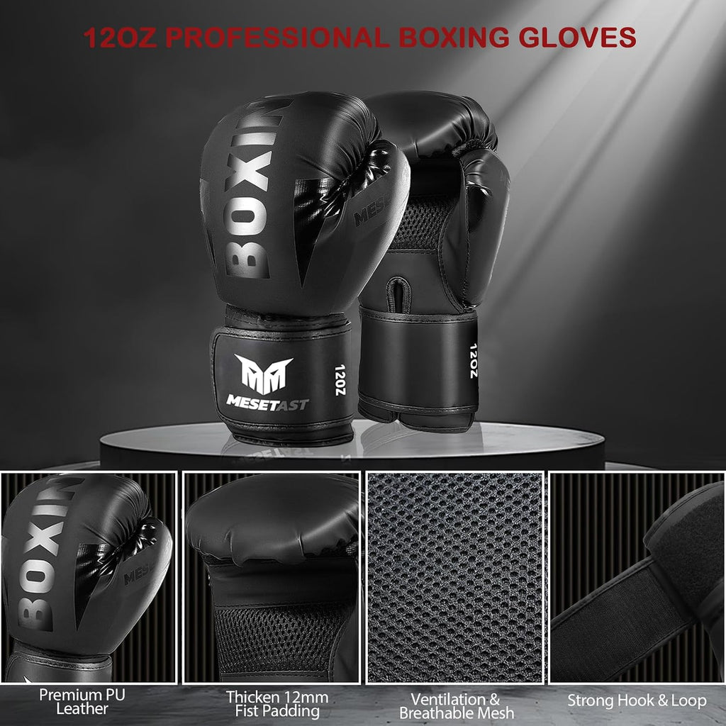 Punching Bag for Adults, 4ft Heavy Boxing Bag Set with 12 OZ Gloves for MMA Karate Kickboxing Boxing - Unfilled