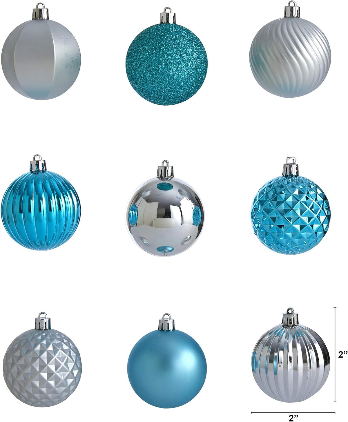 Holiday Shatterproof, 101 Count Christmas Tree Ornament Set, 60mm with Re-Useable Tube