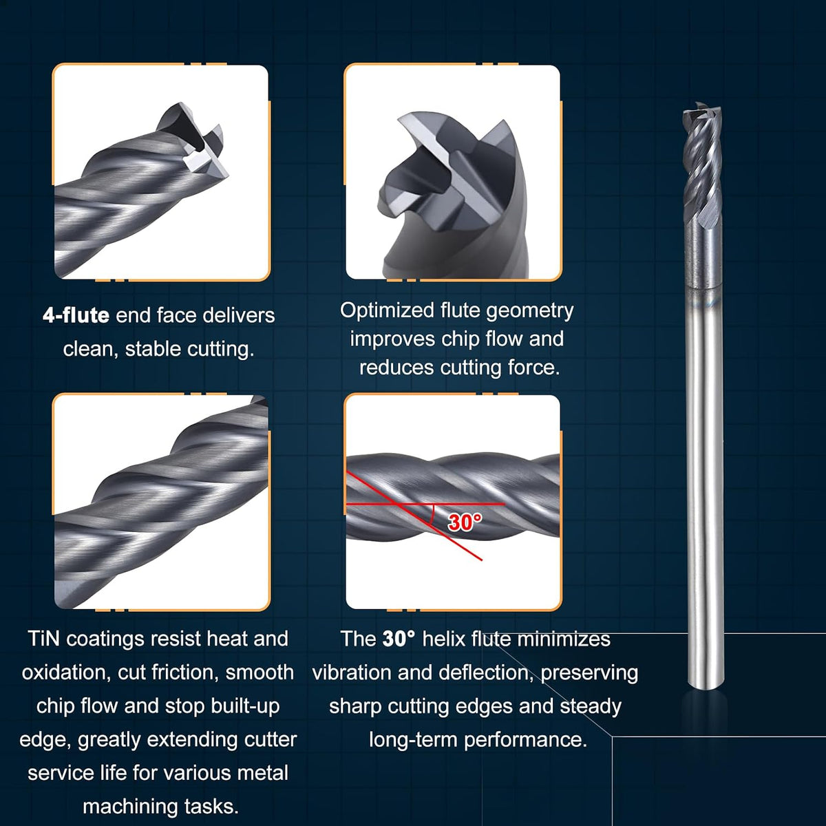 3mm Carbide End Mill, 8mm Cut L, 50mm L, 3mm Shank, Black