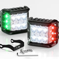 PSEQT 12LED Red Green White Marine Boat Navigation Light, 12V-24V Waterproof LED Boat Bow Stern Center Light with 5 Modes (Steady-on/Strobe), Aluminum Housing for Yacht Sailboat Pontoon Boat, 2Pcs