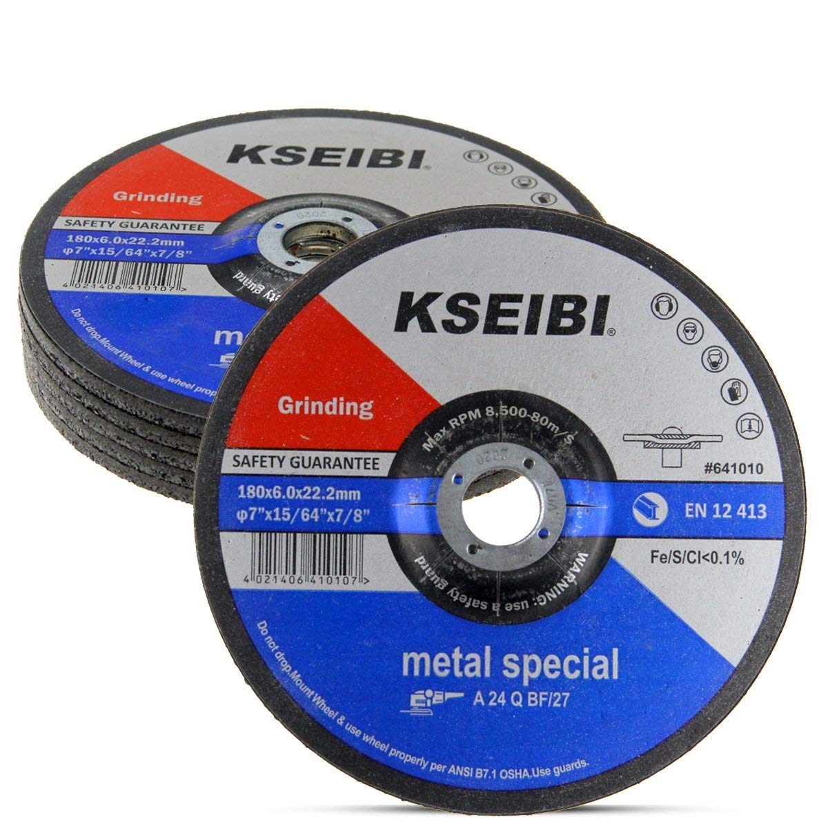 KSEIBI 651010 Grinding Wheels 10-Pack, 7" x 1/4" x 7/8"