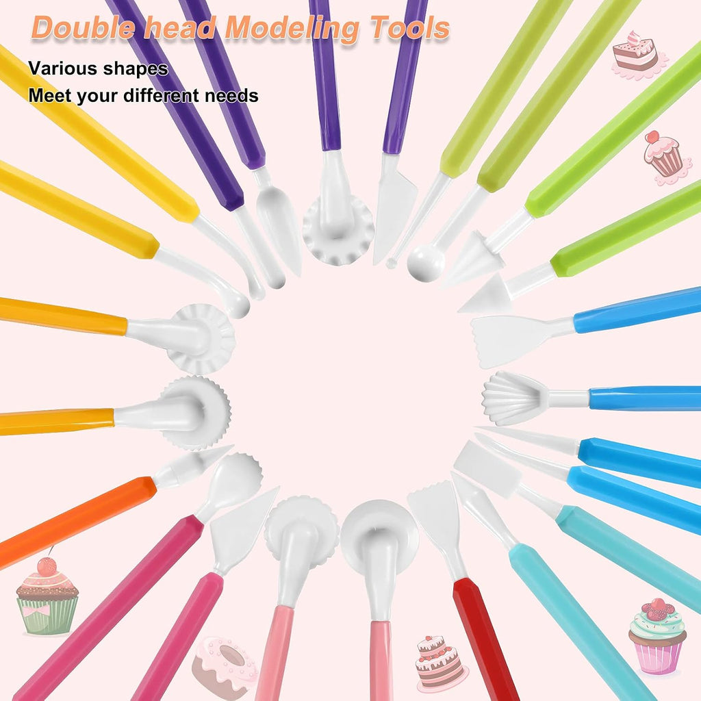 19 Pcs Cake Decorating Tools, Cookie Fondant Modeling Set, Marshmallow Sculpting Brush and Fondant Modeling Tools for