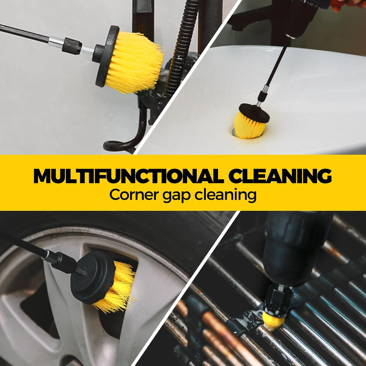 6Pack Drill Brush Power Scrubber Cleaning Brush Extended Long Attachment Set All Purpose Drill Scrub Brushes Kit for