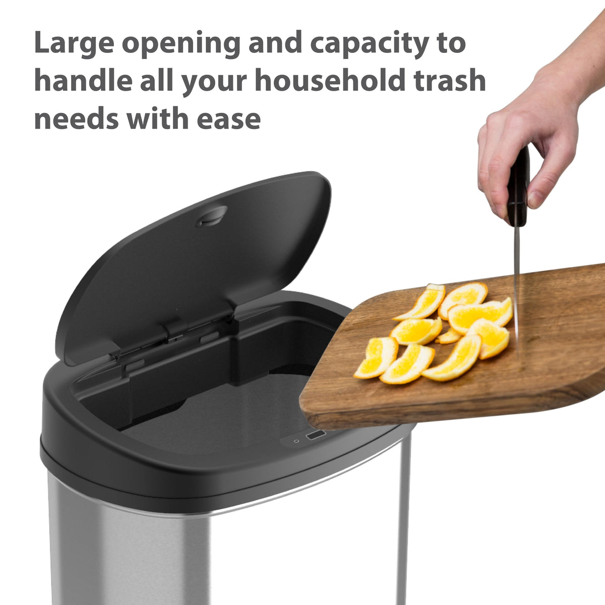 13 Gallons / 50 Liters Automatic Touchless Motion Sensor Rectangular Trash Can for Home and Kitchen with Lid, Slow