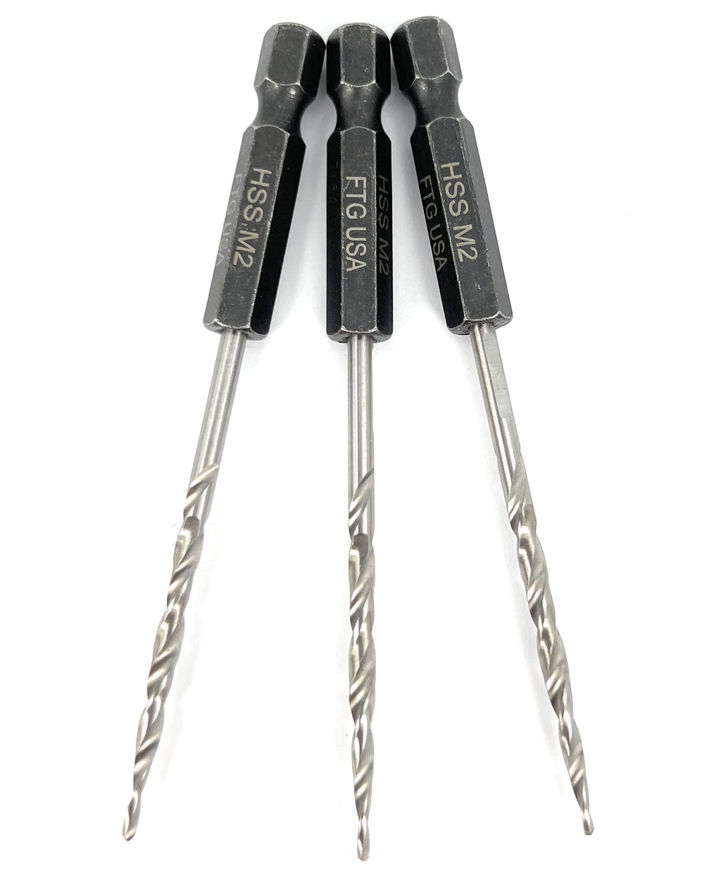 FTG USA 3Pc #4 (7/64") Replacement Countersink Drill Bit Set Tapered Bits