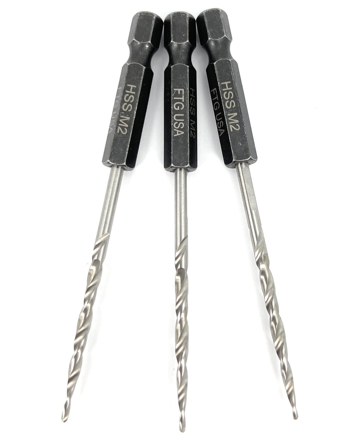 FTG USA 3Pc #4 (7/64") Replacement Countersink Drill Bit Set Tapered Bits