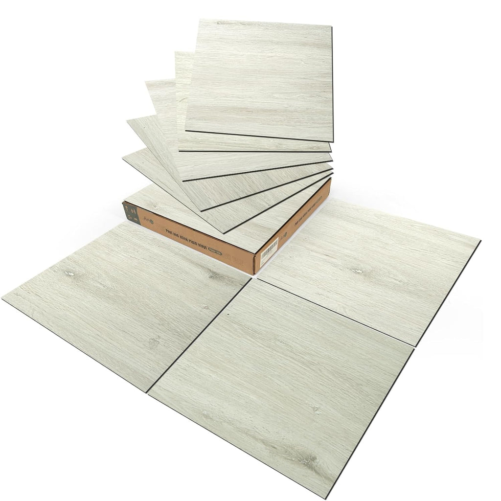 30-Pack Peel and Stick Floor Tiles (30 Sq.Ft), White-Washed Oak