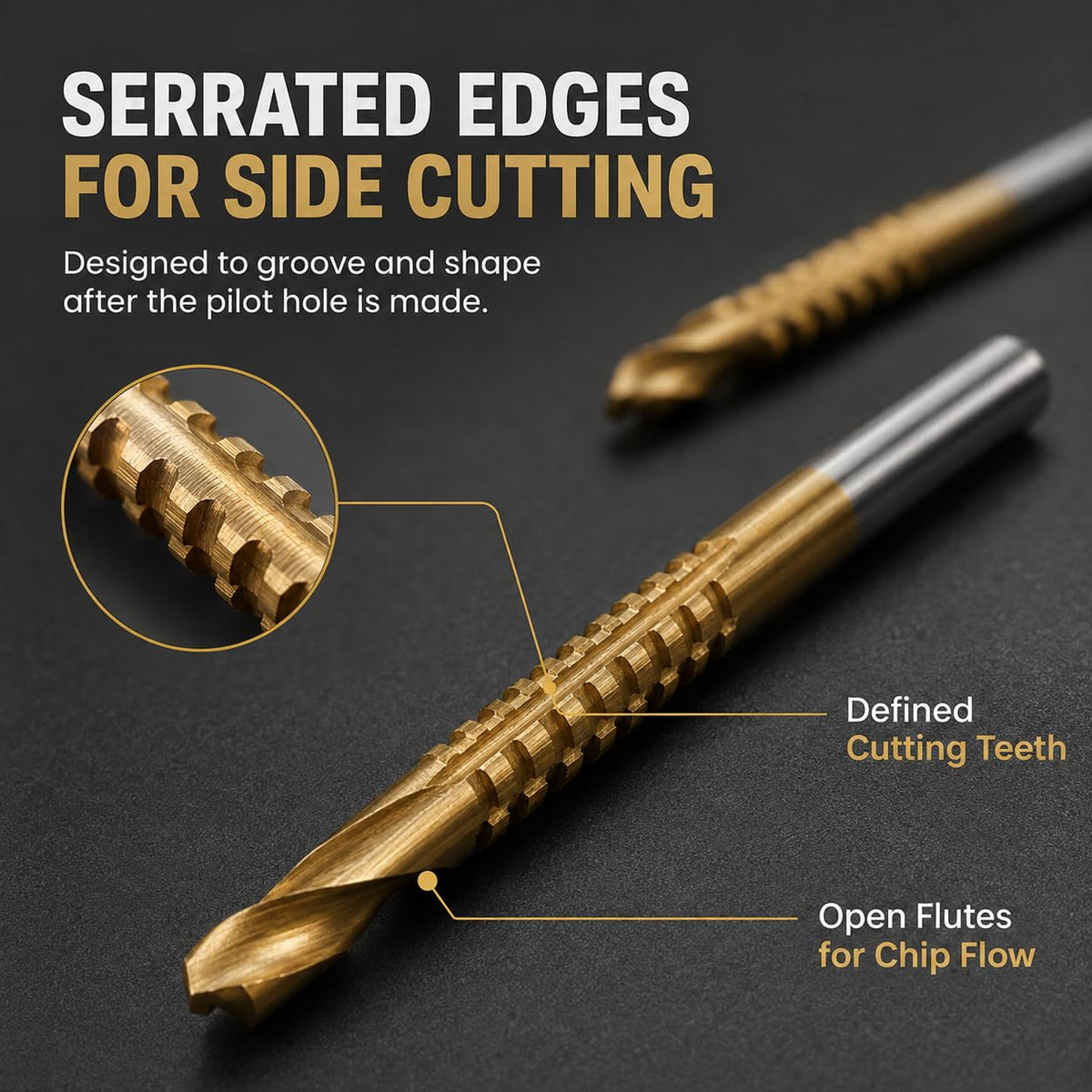 12PCS 3-8mm Titanium Coated Drill Bit Set, HSS Twist Side Cutting Drill Bit