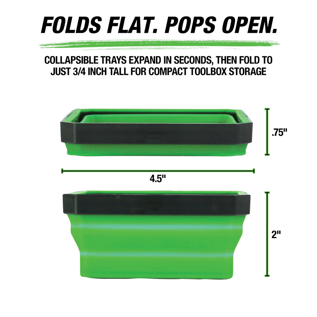26052 4-Pc Collapsible Magnetic Tray Set 4-1/2" for Small Parts