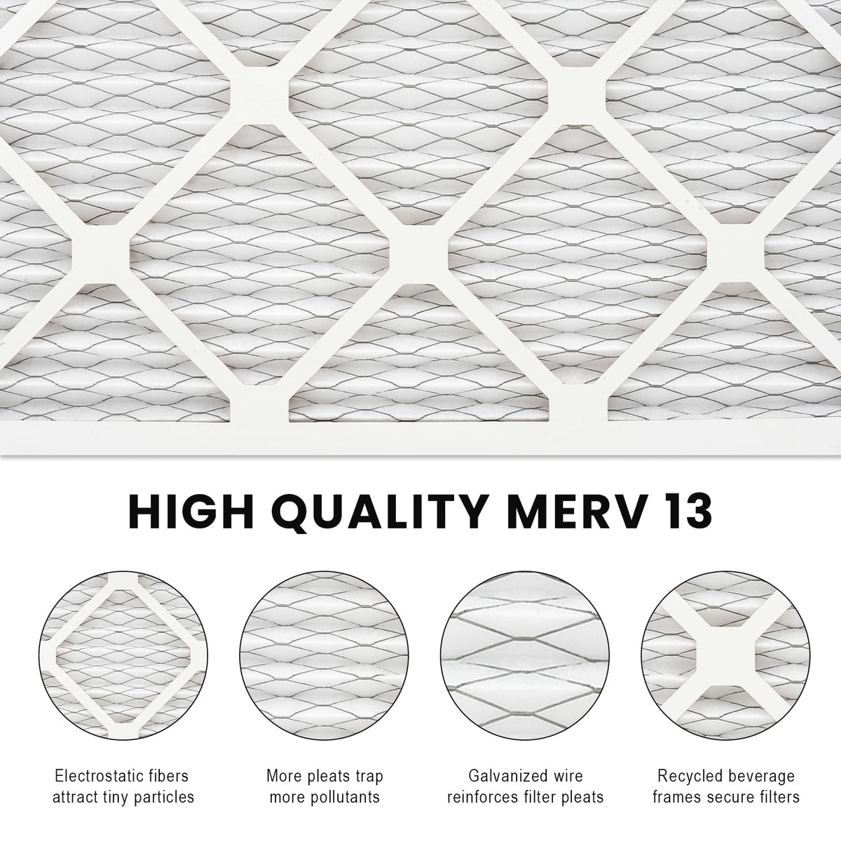 14x14x1 Air Filter MERV 13 (6-Pack), HVAC/Furnace AC Filter Replacement, Dust Defense–Comparable with MPR 1500-1900 &