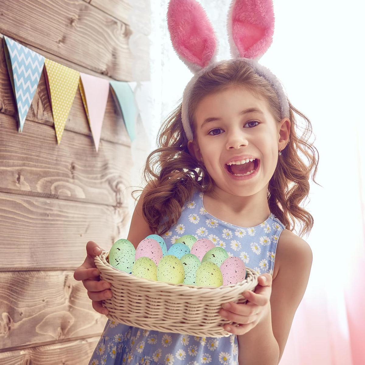 40 Pcs 5 Colors Artificial Easter Eggs Decorative Speckled Eggs Pastel Pink Green Blue Foam Eggs 2" for Easter Basket