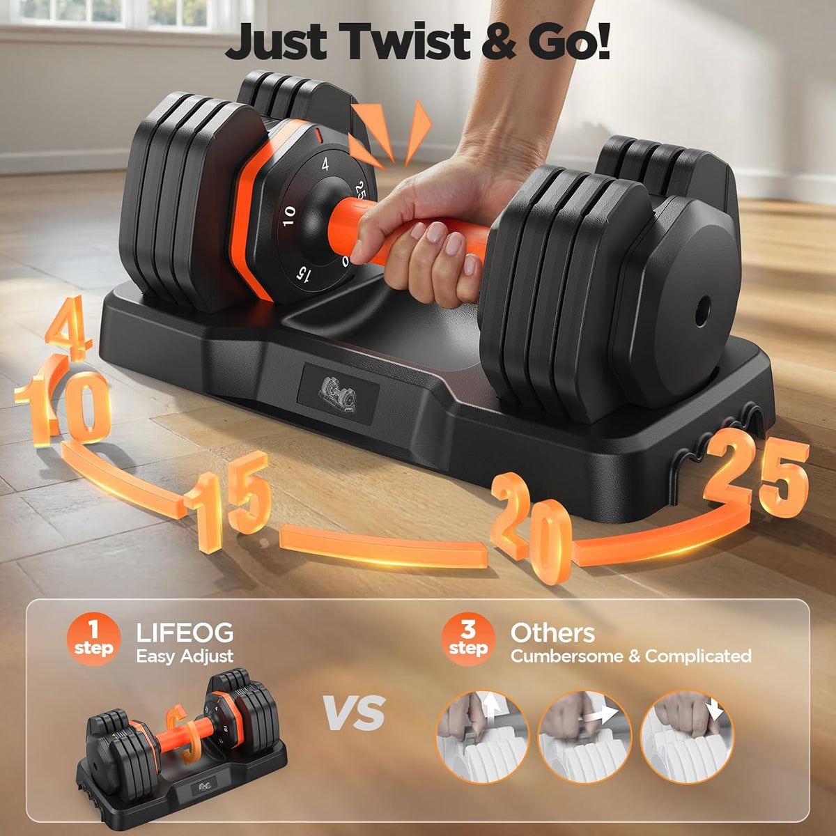 2026 FDB2 Updated Adjustable Dumbbell Set of 2, 110lbs/50lbs Weights Dumbbell Set with Storage Box, 25lbs/55lbs