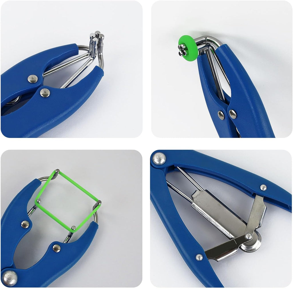 Goat Banding Tools Livestock Bander and Bands Kit with 1pc Expander Plier, 100pcs Rings (Blue Orange and Green)