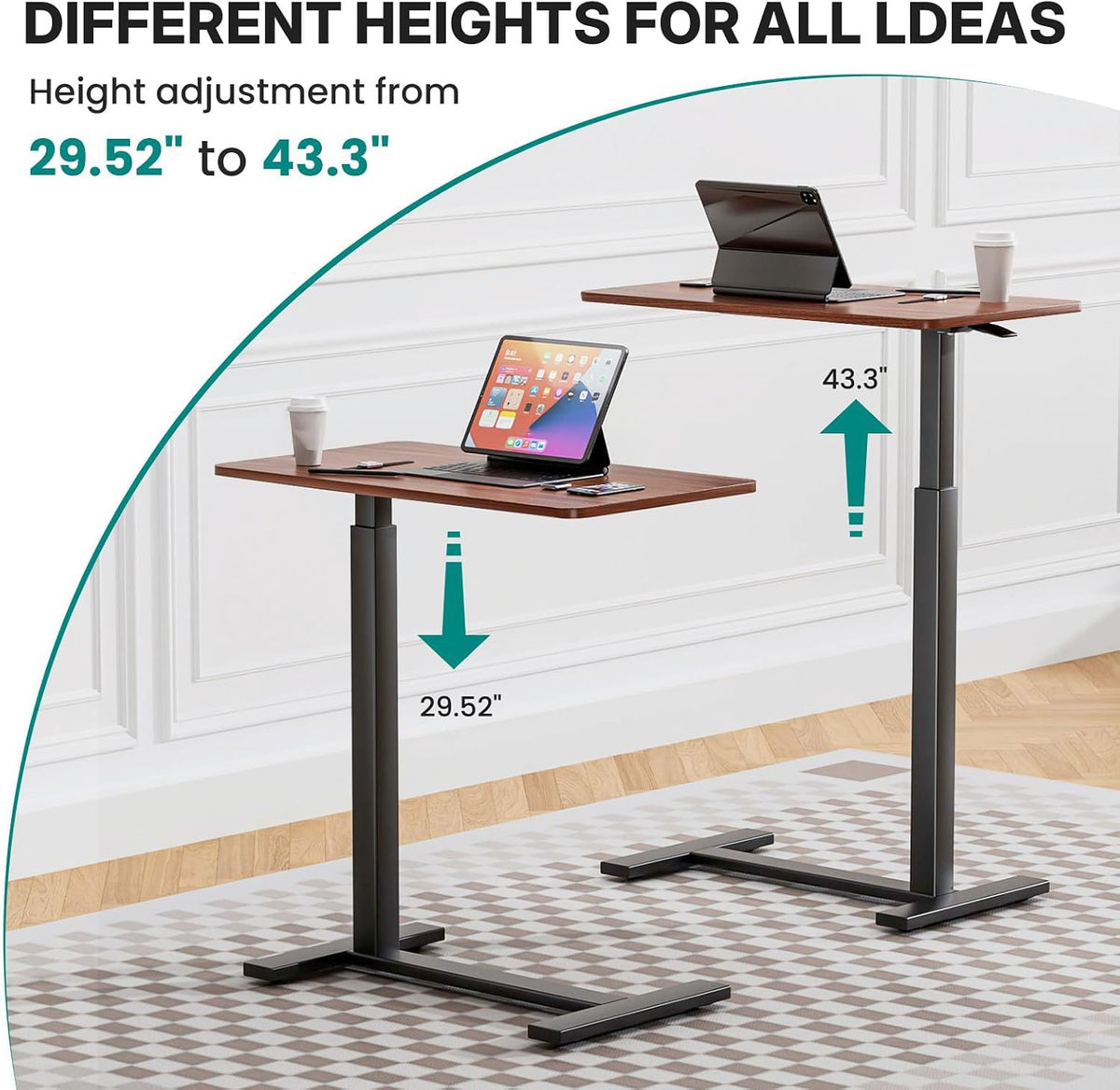 Overbed Table, Bedside Table, Mobile Standing Desk for Apartment
