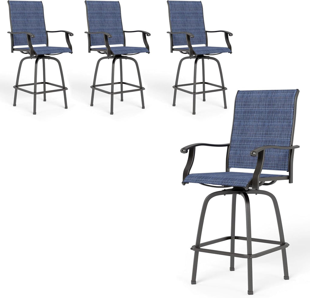 Outdoor Bar Stools Swivel Set of 4, Bar Height Patio Chairs
