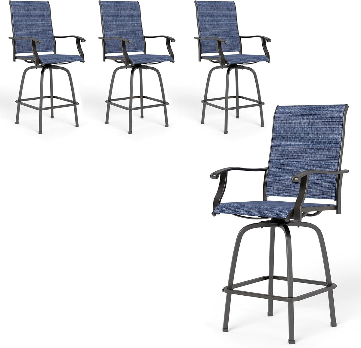 Outdoor Bar Stools Swivel Set of 4, Bar Height Patio Chairs