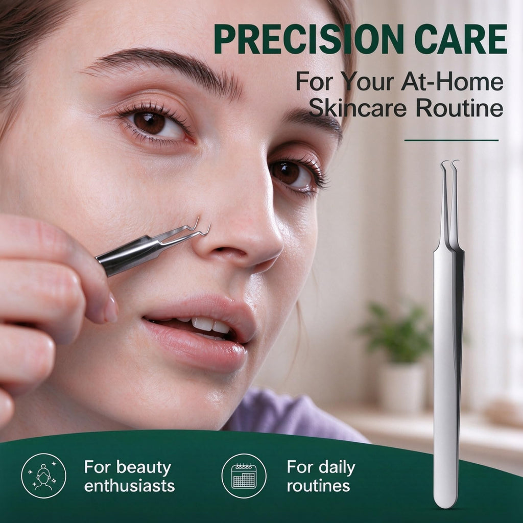 Blackhead Remover Tweezers, Professional Extraction Tools, Precision Angled Tip Comedone Extractor for Acne, Pimple &