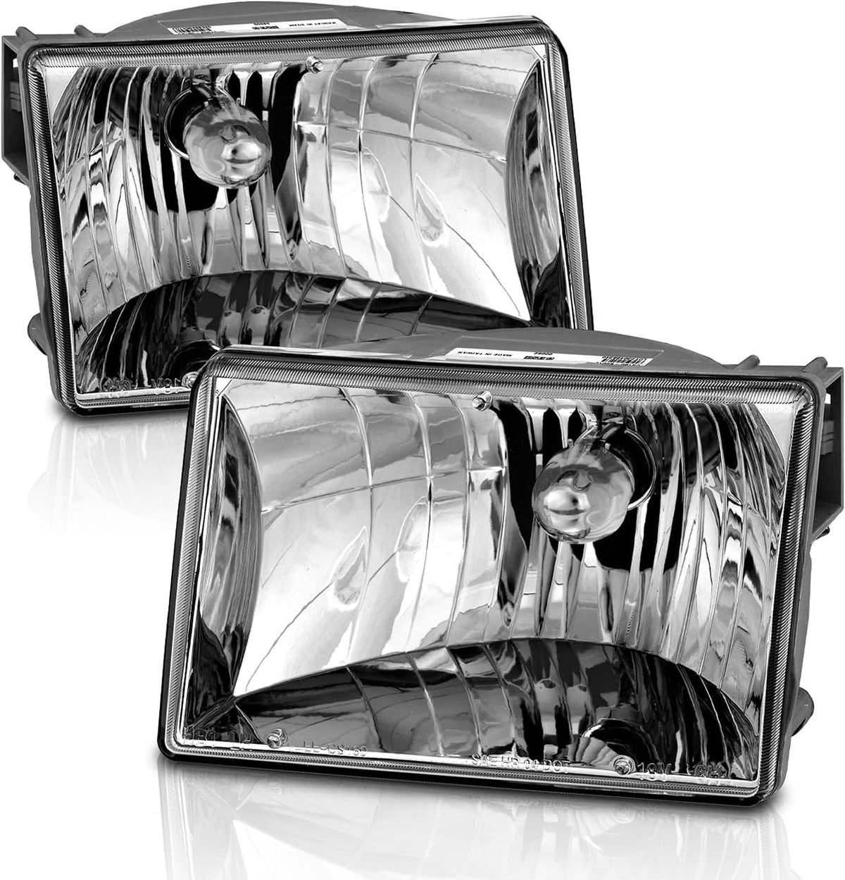 AmeriLite for 1993-1998 Jeep Grand Cherokee Replacement Crystal Chrome Main Kit Headlights Assembly Pair - Driver and Passenger Side