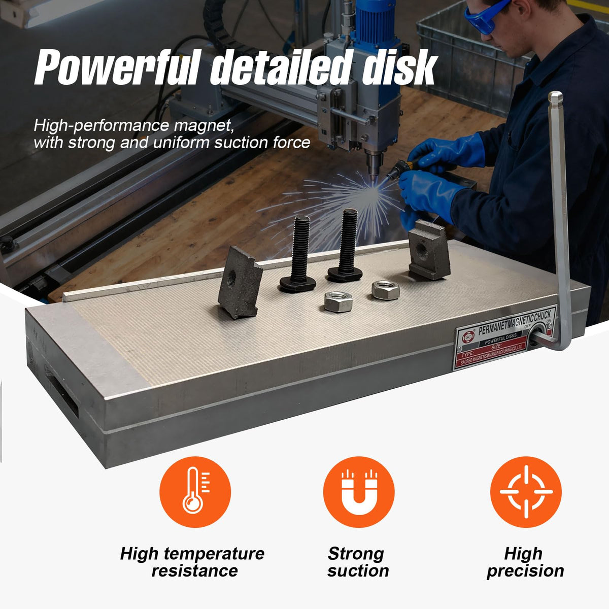QWEXOB Permanent Magnetic Chuck, 6in x 16in Rectangular Chuck Powerful Sealed Chuck w/ > 100 N/Cm² Magnetic Force for Grinding Milling Machine
