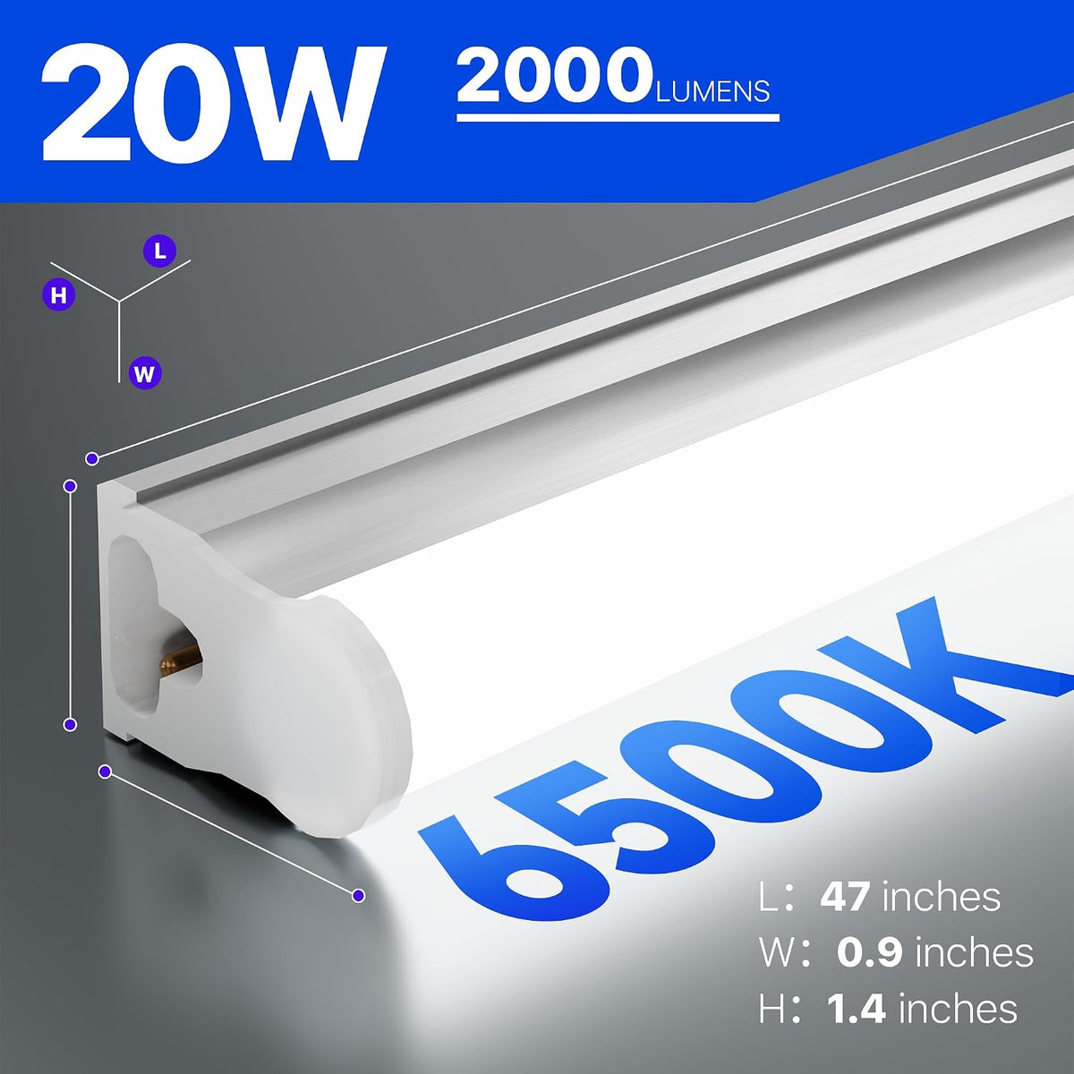 Ensenior 4FT LED Shop Lights, T5 6500K Super Bright Garage Lighting, 2 Pack