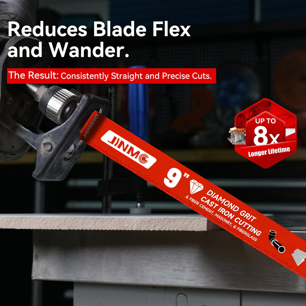 3 Pack 9 inch 40-50 Diamond-Grit Reciprocating Saw Blade