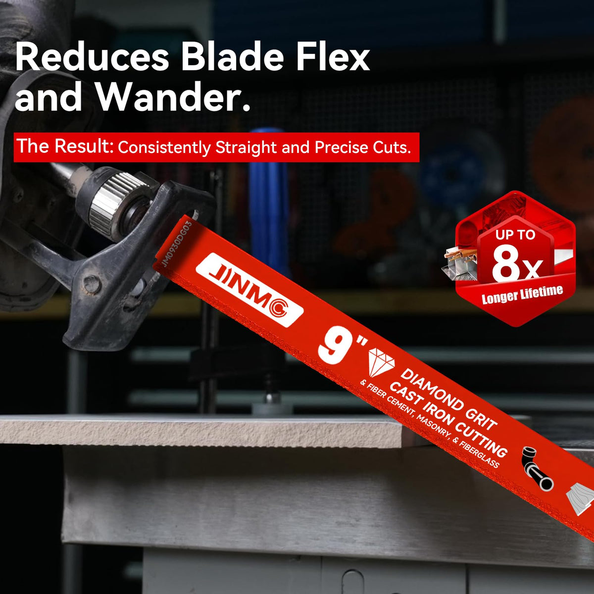 3 Pack 9 inch 40-50 Diamond-Grit Reciprocating Saw Blade