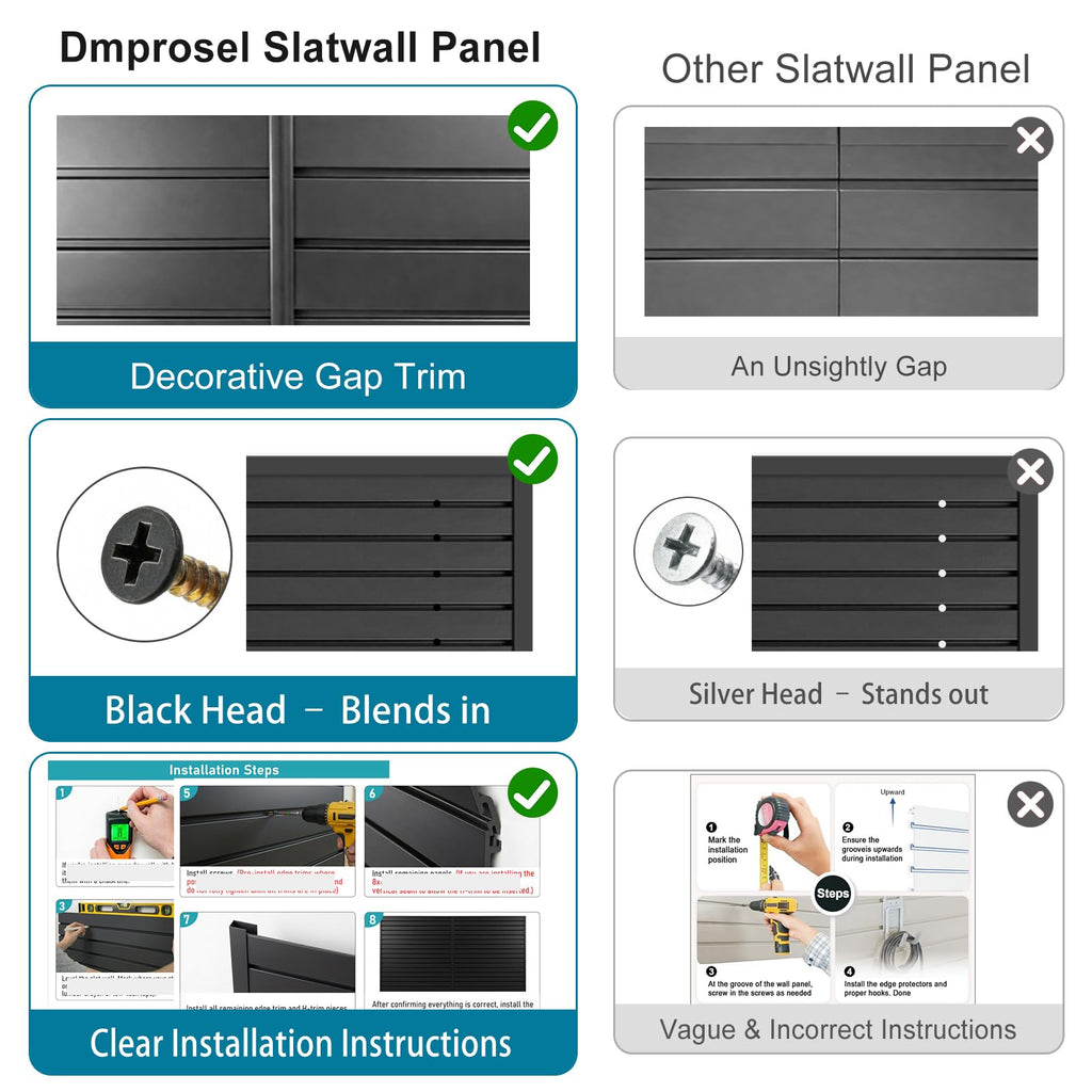 PVC Slat Wall Paneling 4x8 ft, Black Slatwall Panel for Storage