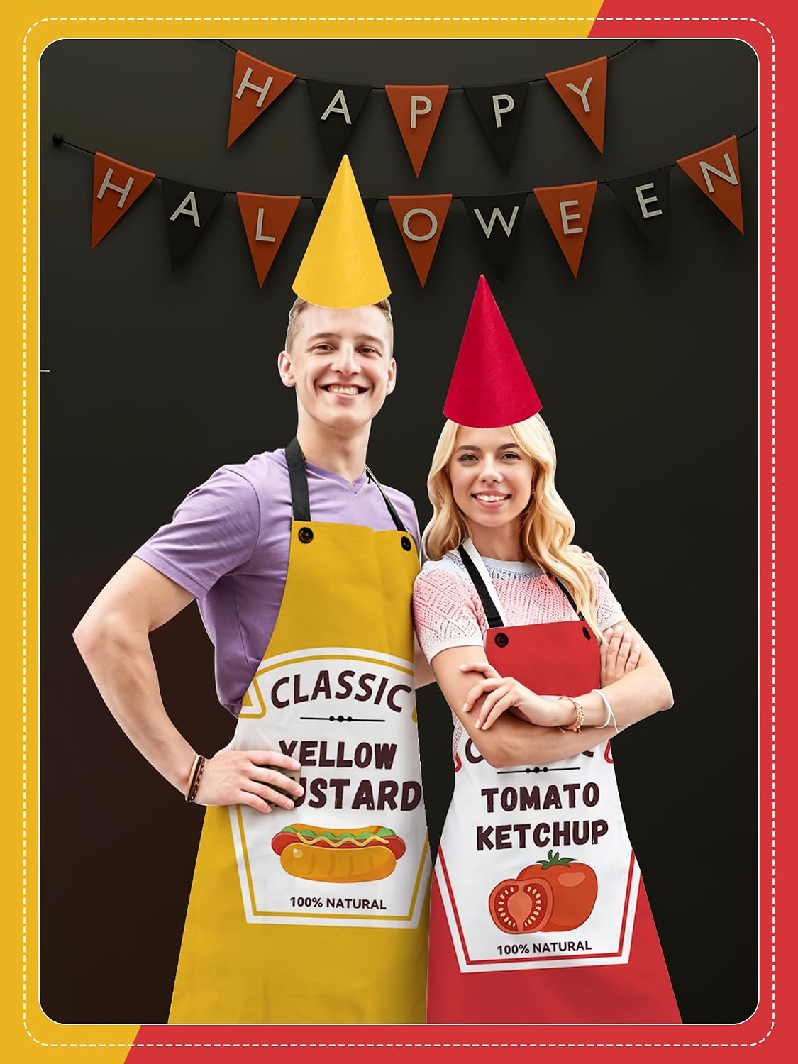 2 Set Ketchup and Mustard Costume Apron Condiment Group Costume