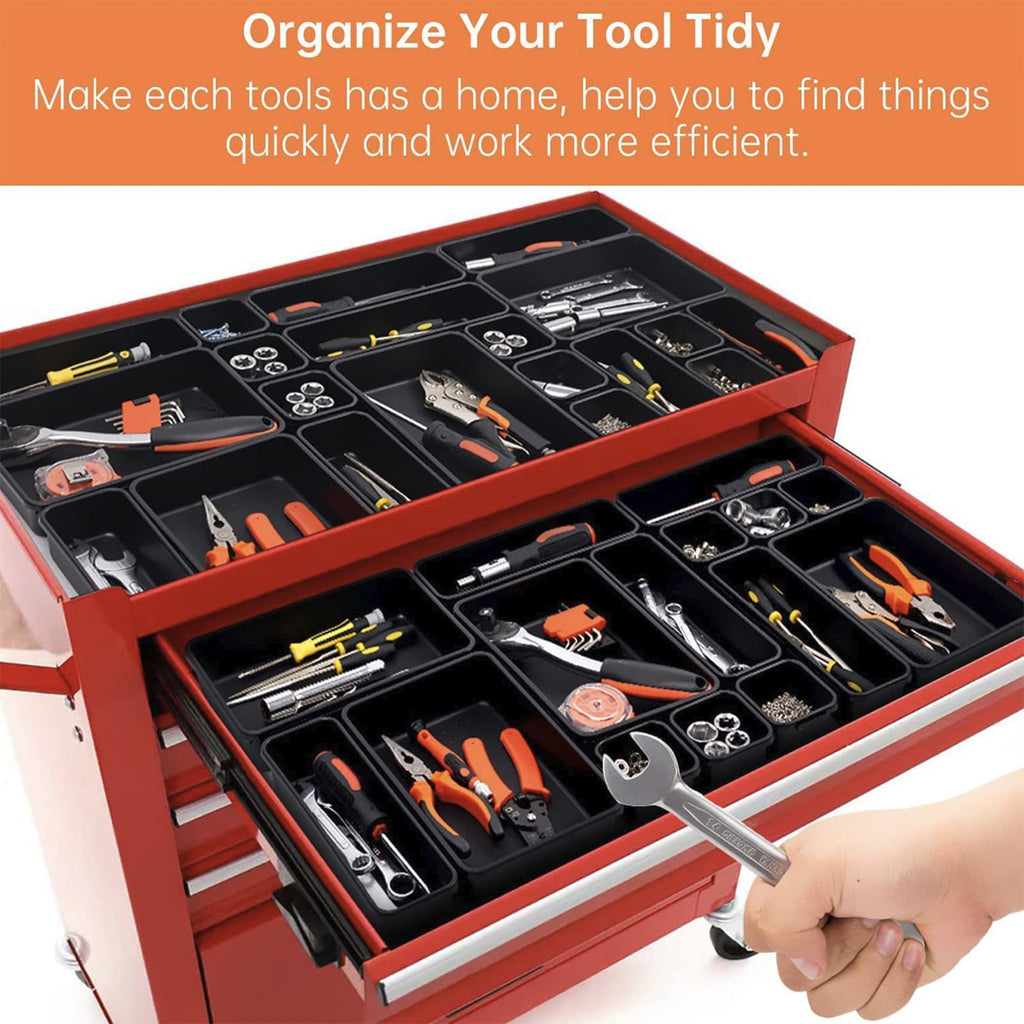 45 Pack Tool Box Organizer Tray Divider, Toolbox Desk Drawer Organizer,Garage Organization Storage for Rolling Tool