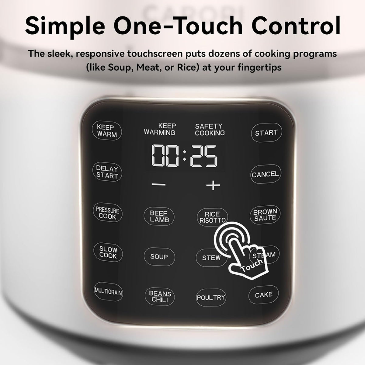 8 Qt Electric Pressure Cooker, 9-in-1 Multi-Cooker 1000W with IMD Touchscreen, Non-Stick Inner Pot, For