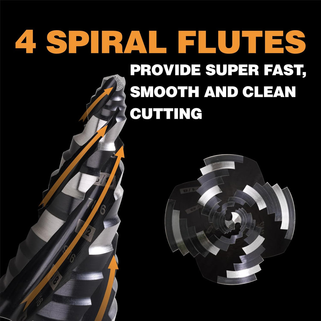 1/4"-3/4" M2 Step Drill Bit Unibit for Hole Drilling 5 Sizes