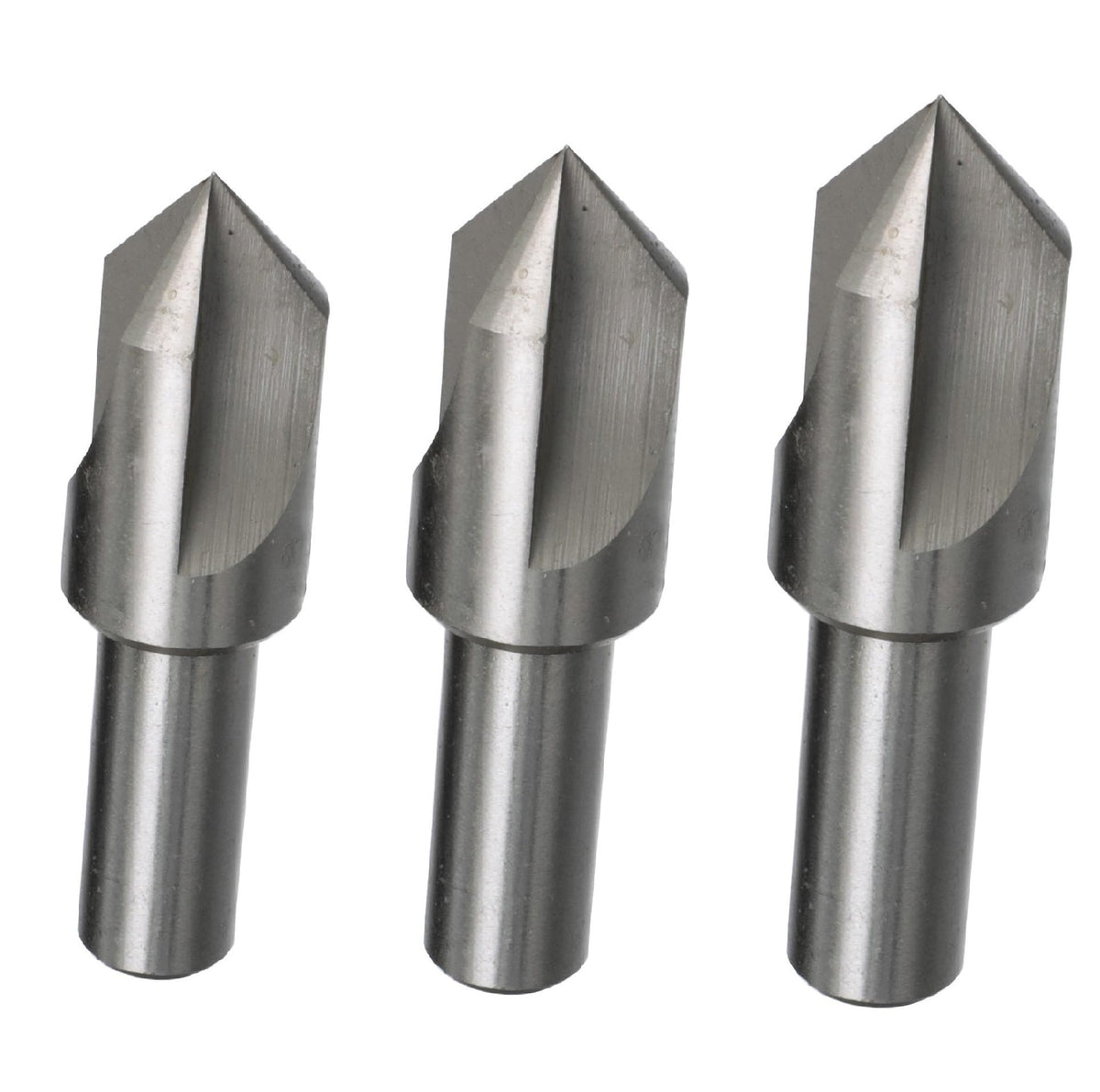 Drill America 3 Piece 3-Flute Countersink Set, Sizes: 1/4, 3/8 and 1/2, 82 Degrees