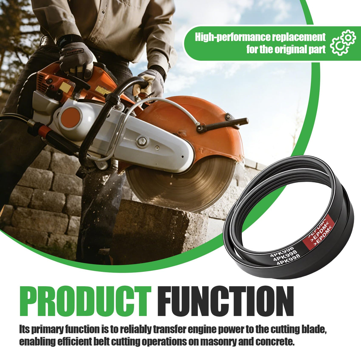1 Pack 9490-000-7915 Drive Belt, Fit for Stihl TS800 Cutquik Saws