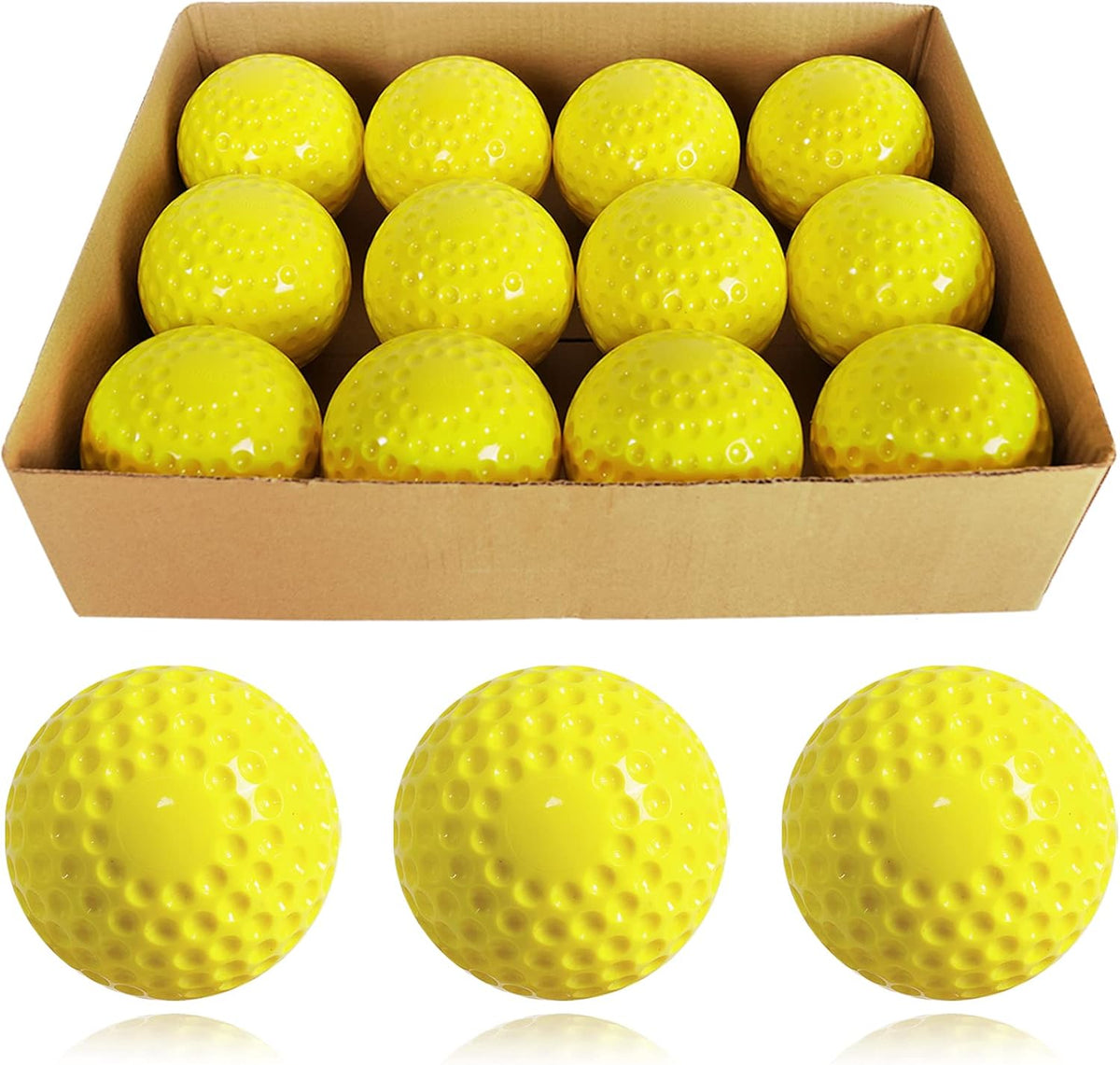 12 Pack Pitching Machine Softballs,12-Inch Pitching Machine Softballs for Hand-Eye Coordination, Hitting and Fielding