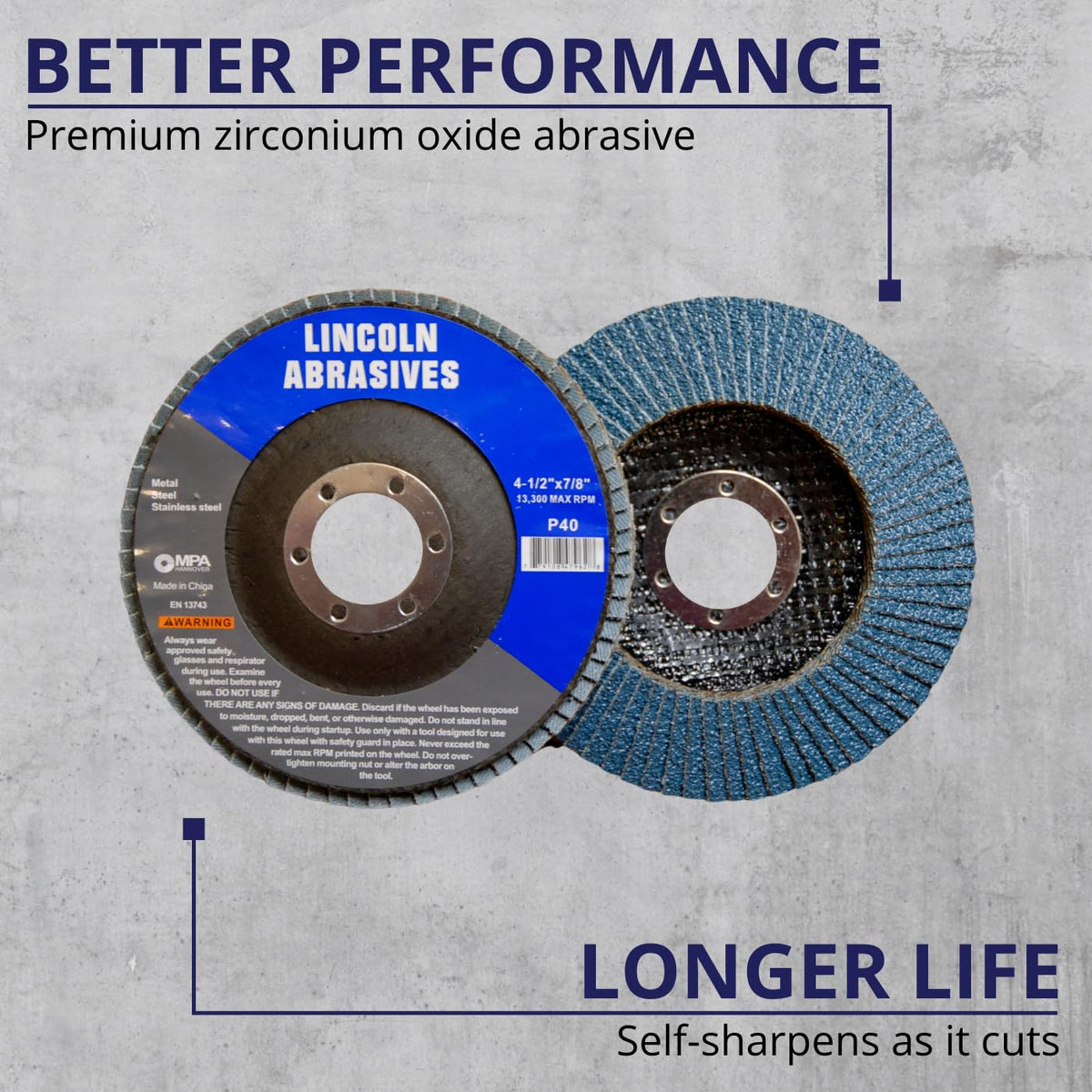 20 Pack Flap Discs 40 Grit 4.5" x 7/8" Sanding Wheels