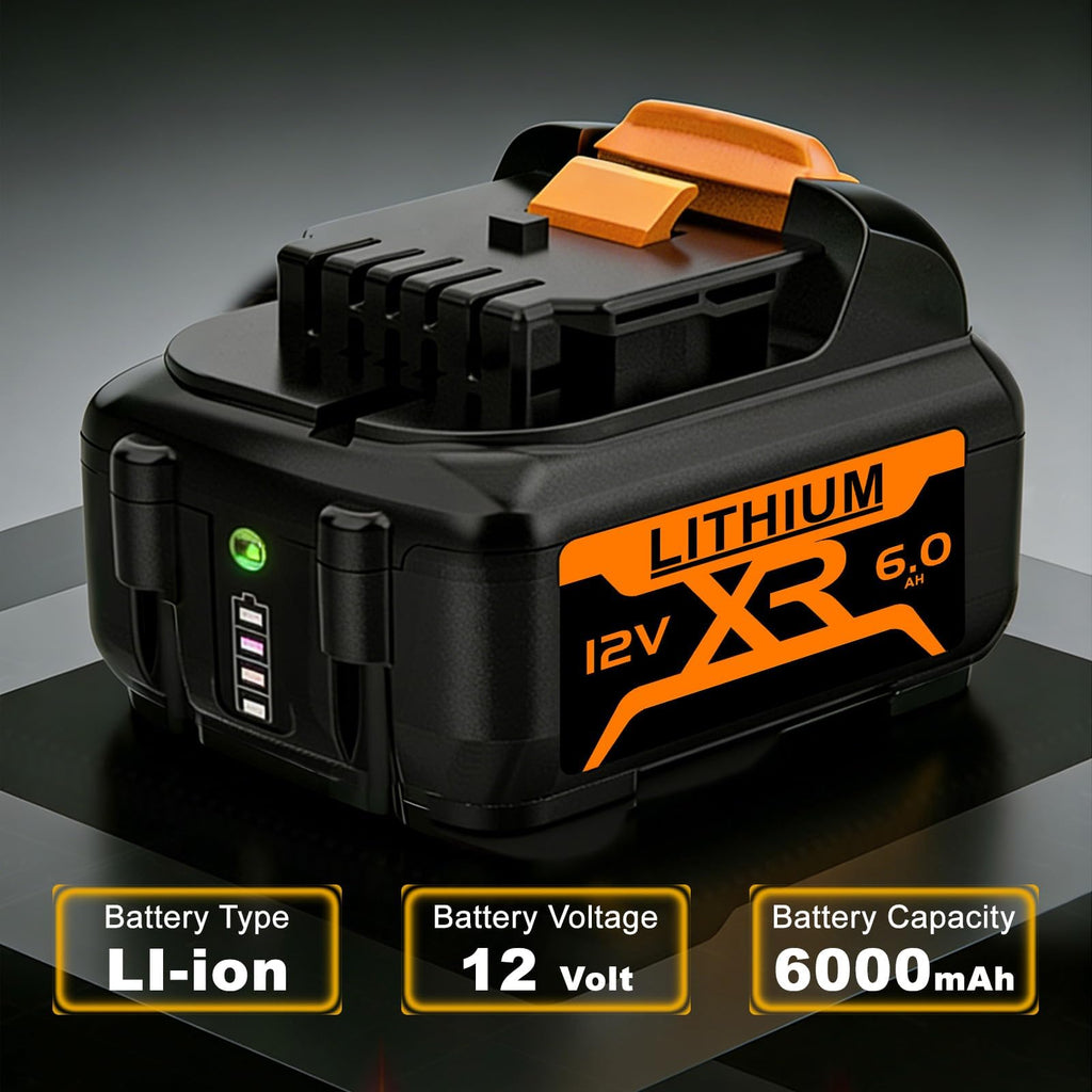 2-Pack 6.0Ah 12V Battery Replacement for Dewalt 12V Max, Professional Power for Auto Repair & Construction