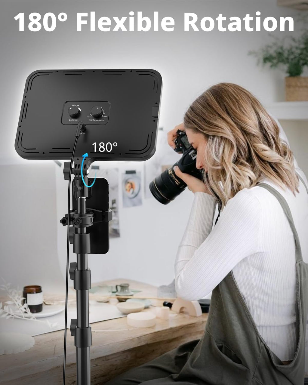 2 Pack LED Video Light Kit, Photography Lighting, 13" Studio Lights with 65" Tripod Stand and Phone Holders, Podcast