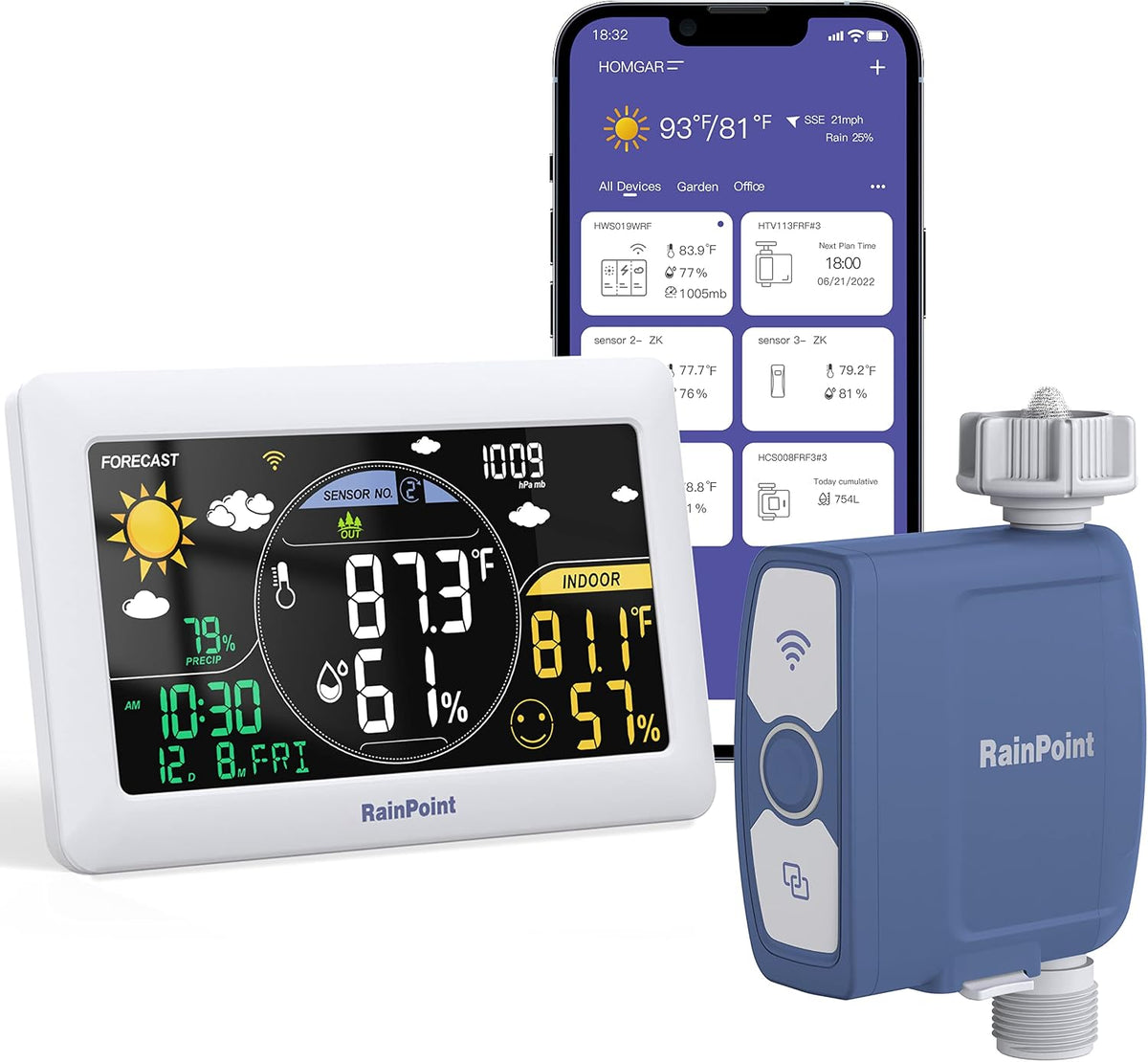 WiFi Water Timer, Smart Hose Timer with Water Usage-Based and Soil Moisture-Based Watering System, Sprinkler