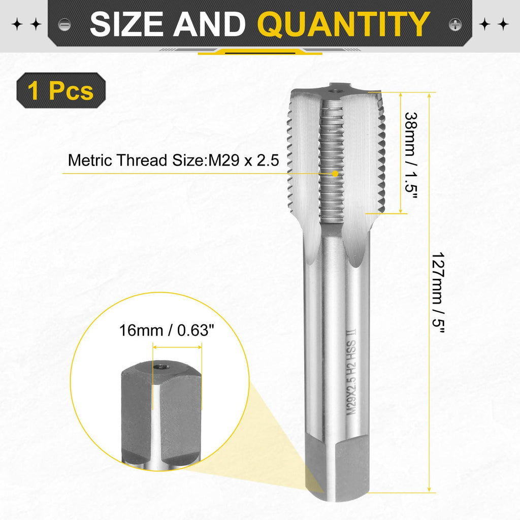 uxcell Hand Plug Tap M29x2.5 H2 Metric Thread Plug Style Taps HSS6542