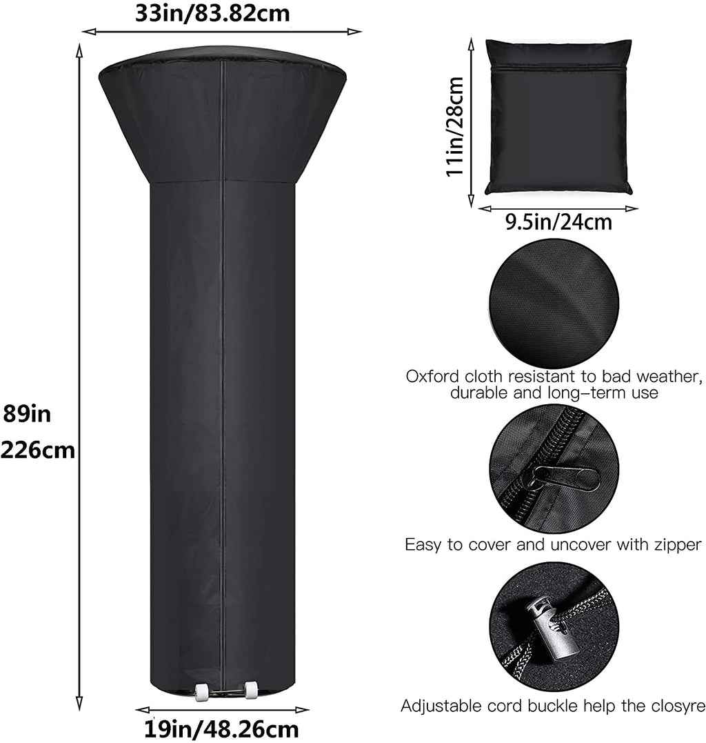 [2 Pack] Patio Heater Covers with Zipper and Storage