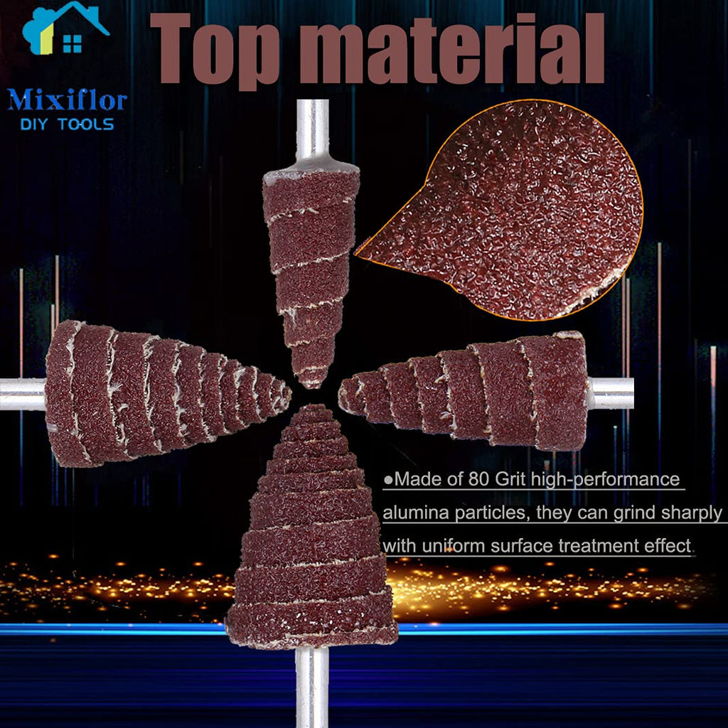 Mixiflor 40 Pack 80 Grit Cone Shape Abrasive Sandpaper Flap Sanding Wheel